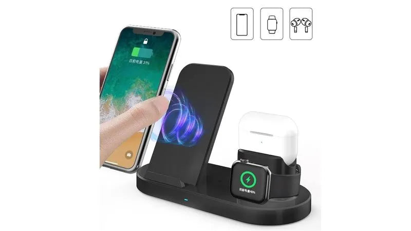 🔥Estación de Carga 3 en 1⚡Inalámbrica Qi