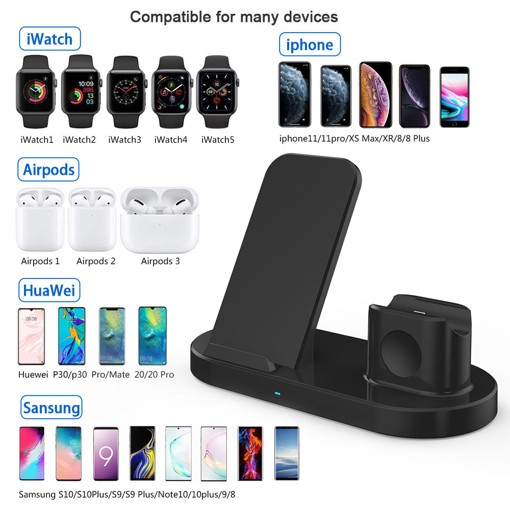 🔥Estación de Carga 3 en 1⚡Inalámbrica Qi