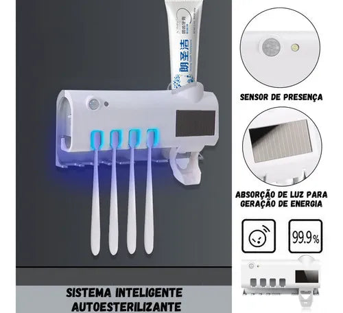 🔥🪥 Porta Cepillos con Dispensador + Esterilizador UV | Higiene Total